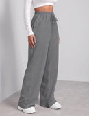 Wide Leg Sweatpants for Women Elastic High Waisted Drawstring Loose Pants with Pockets