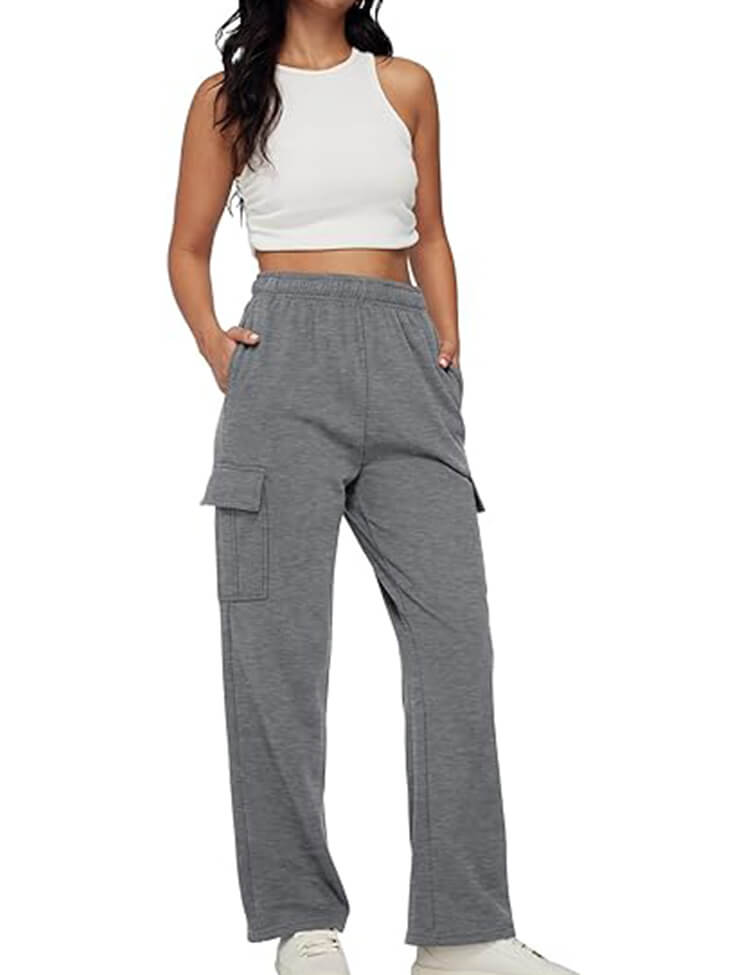 Women's Cargo Sweatpants Casual Baggy Fleece High Waisted Joggers Pants