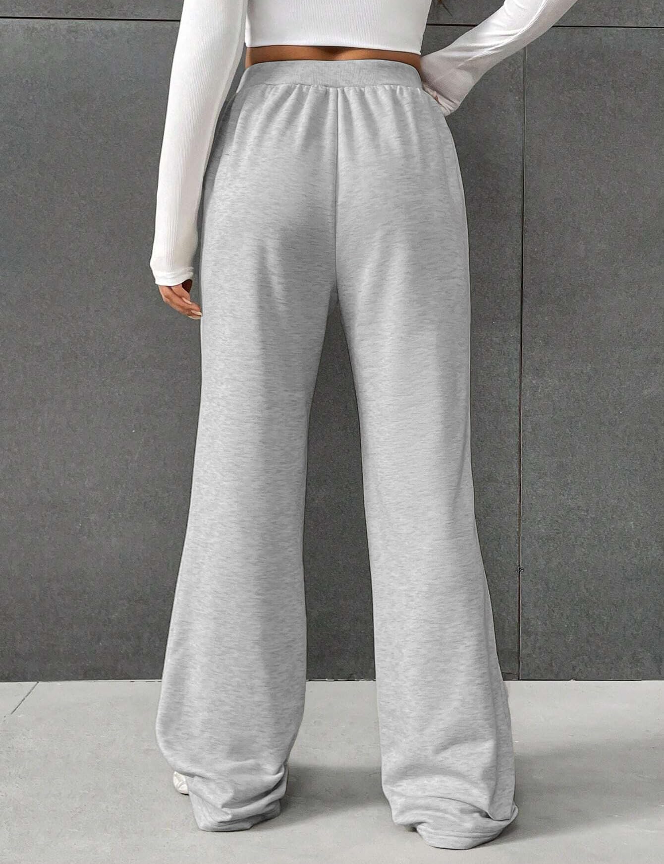 Women's Drawstring Ribbed Waisted Sweatpants