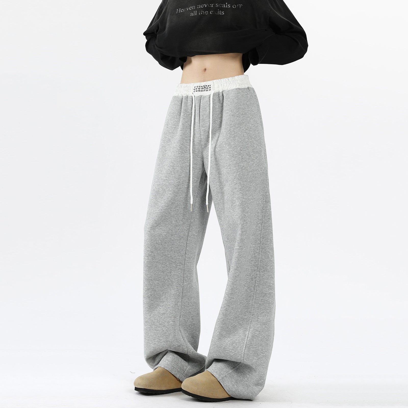 Women's Baggy Pants Wide Leg Drawstring Waist Loose Sweatpants with Pockets