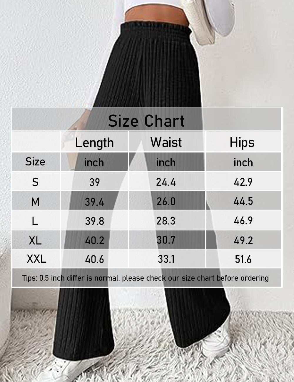 Women's Casual Elastic High Waist Knit Loose Lounge Pants Trousers