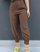 Women's High Waisted Pants Casual Ankle Length Work Trouser with Pockets