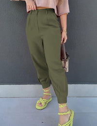 Women's High Waisted Pants Casual Ankle Length Work Trouser with Pockets