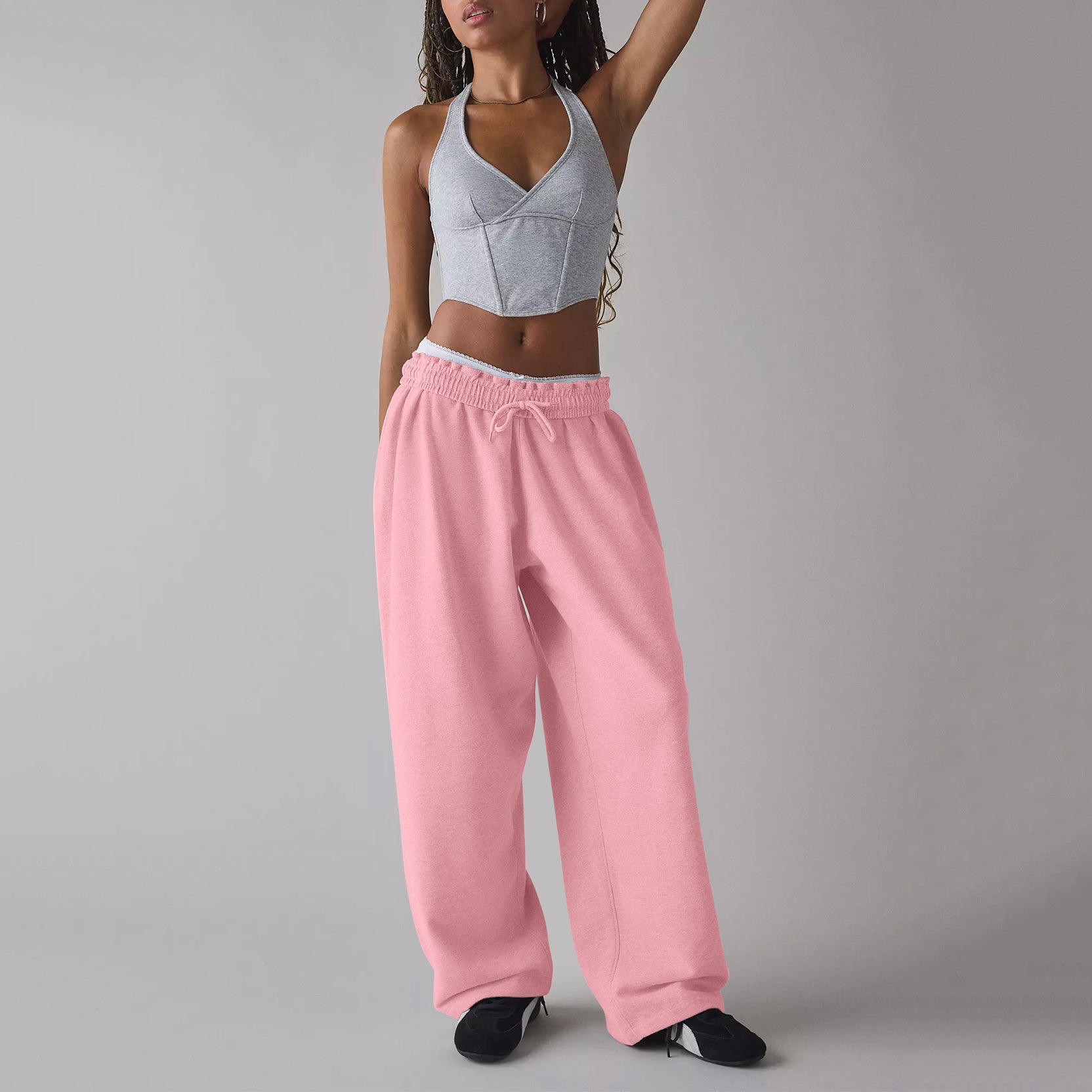 Women's Casual Baggy Sweat Pants  Drawstring Trousers with Pockets