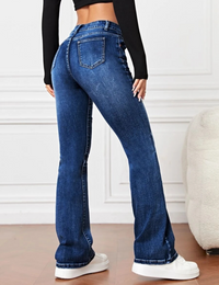 Women's High Waisted Jeans Flare Stretch Slims Classic Fit Bootcut Casual Denim Pants