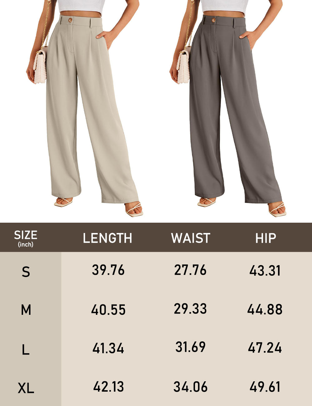 Women's Wide Leg Pants Elastic High Waisted Waffle Knit Casual Palazzo Trousers