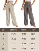 Women's Wide Leg Pants Elastic High Waisted Waffle Knit Casual Palazzo Trousers