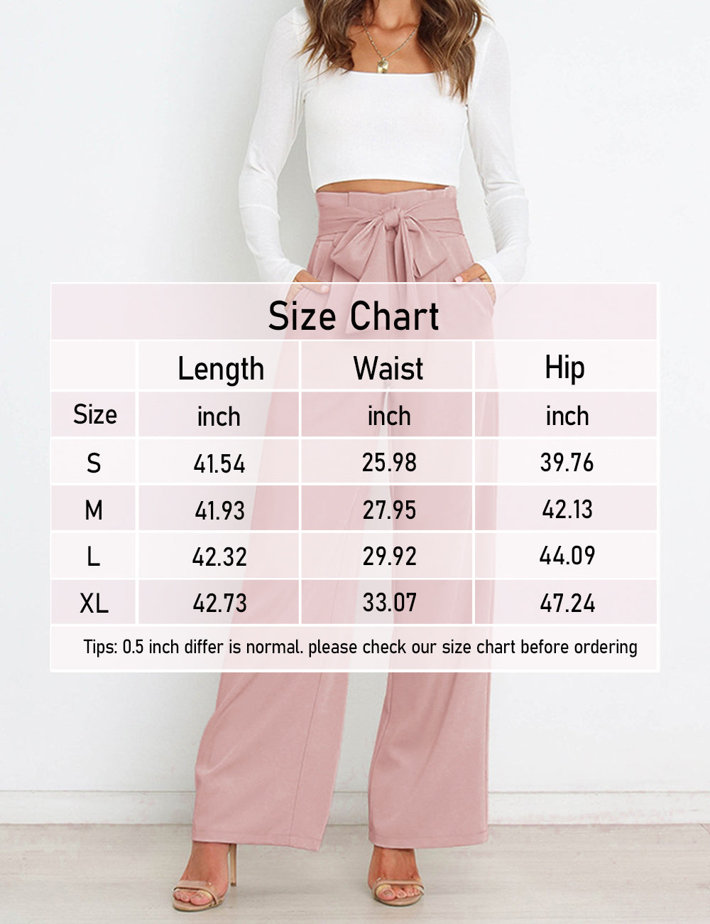 Wide Leg Pants for Women High Waisted Work Casual Flowy Tie Knot Trousers