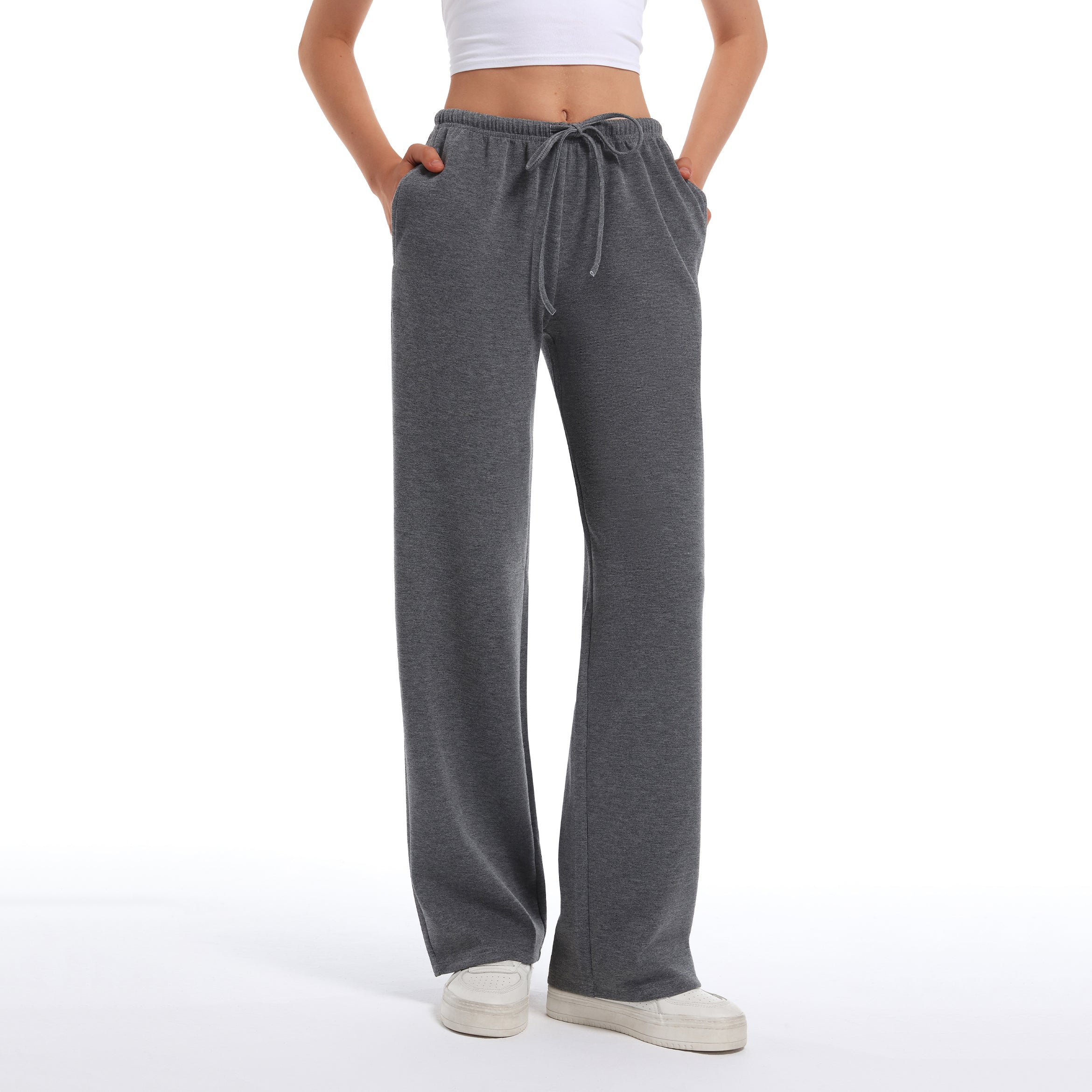 Women's Drawstring Elastic Low Waist Pants with Pockets