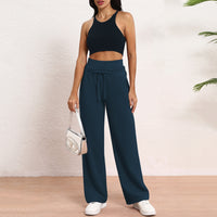 Women's Wide Leg Sweatpants Double Waisted Baggy Sweat Pants with Pockets