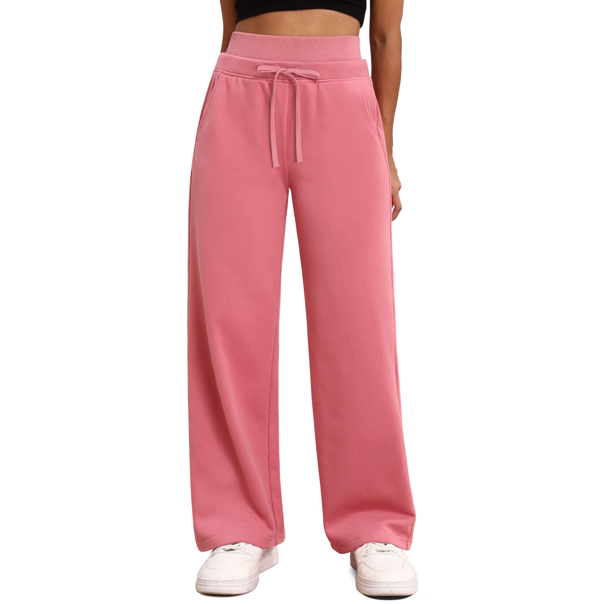 Women's Wide Leg Sweatpants Double Waisted Baggy Sweat Pants with Pockets