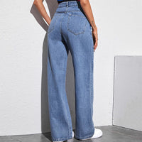 Women's High Waisted Jeans Boyfriend Baggy Straight Leg Casual Denim Pants