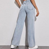 Women's High Waisted Jeans Boyfriend Baggy Straight Leg Casual Denim Pants