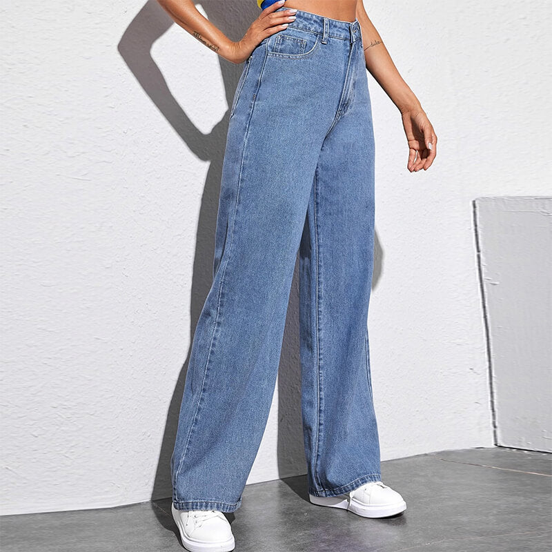 Women's High Waisted Jeans Boyfriend Baggy Straight Leg Casual Denim Pants