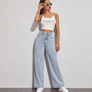 Women's High Waisted Jeans Boyfriend Baggy Straight Leg Casual Denim Pants