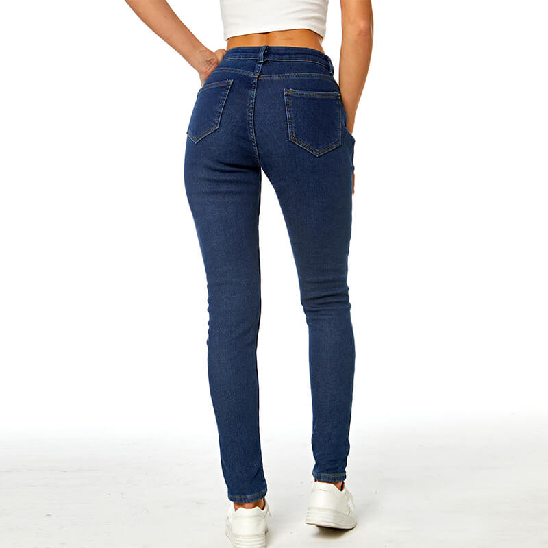 Women's Winter Fleece Lined Jeans Slim Fit Warm Skinny High Waist Denim Jean