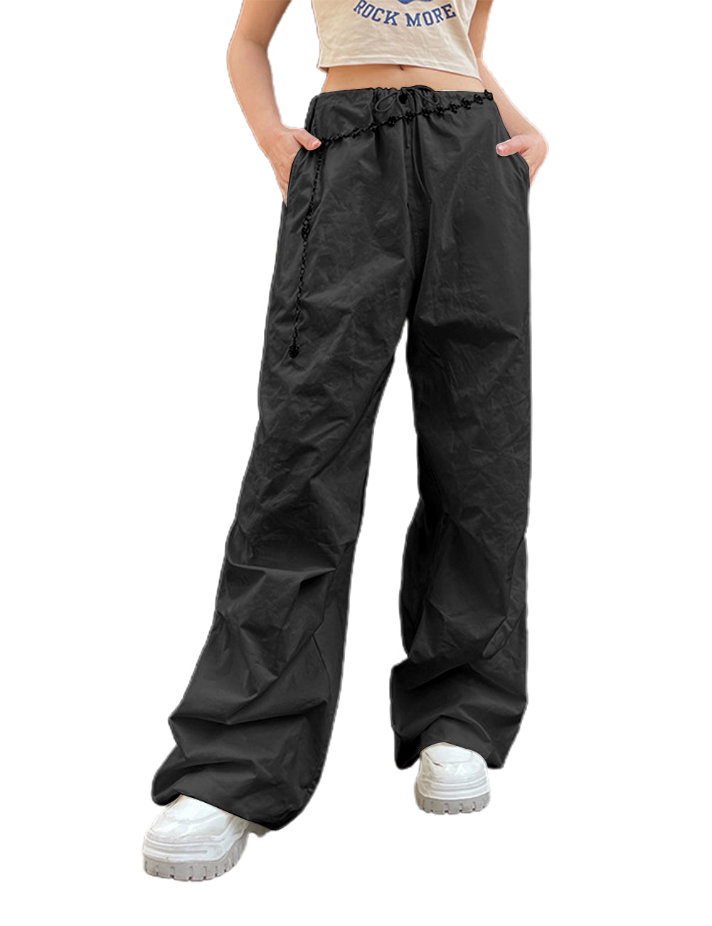 Baggy Pants for Women Drawstring Elastic Low Waist Cargo Pants Y2k Streetwear