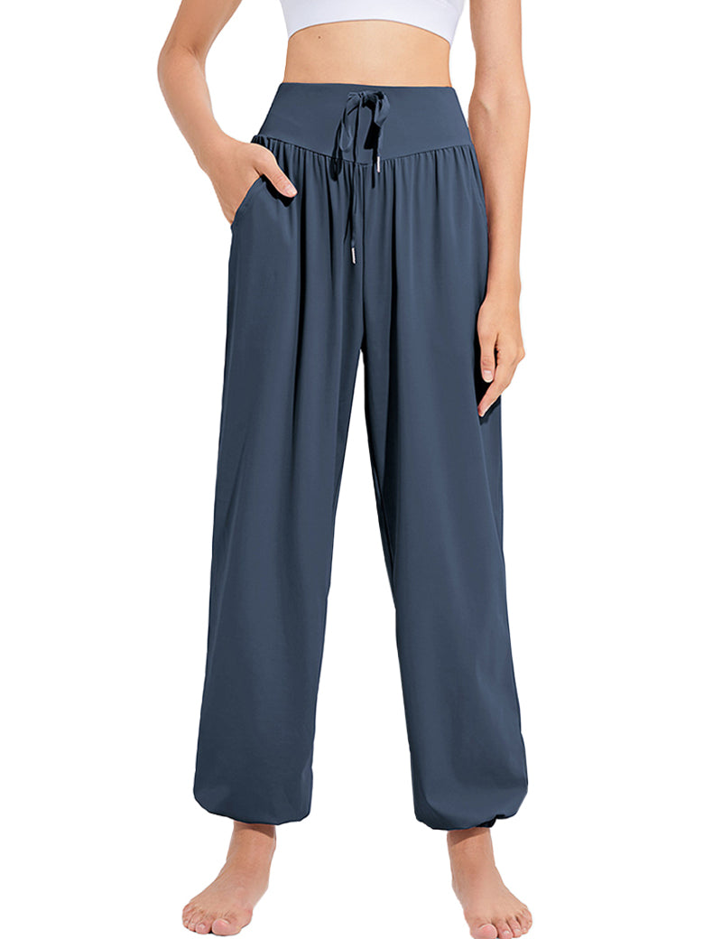 Womens Harem Pants High Waisted Drawstring Casual Flowy Yoga Joggers