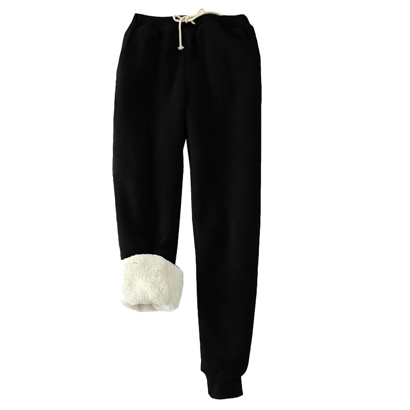 Sherpa Fleece Lined Sweatpants Solid Drawstring Pockets