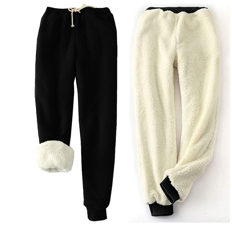 Sherpa Fleece Lined Sweatpants Solid Drawstring Pockets