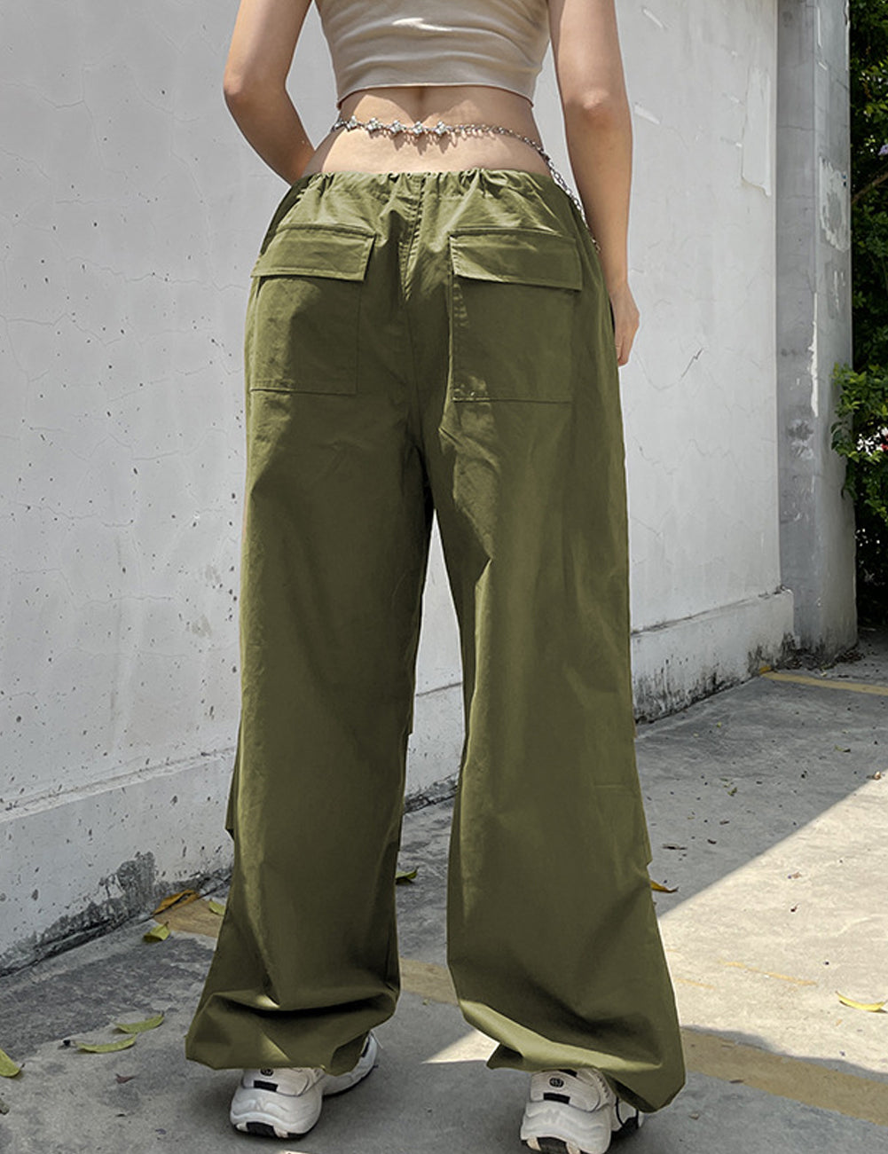 Baggy Pants for Women Drawstring Elastic Low Waist Cargo Pants Y2k Streetwear