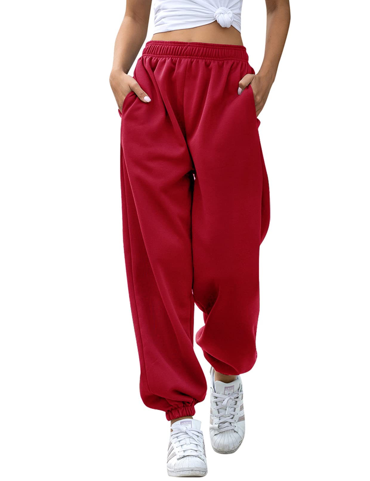 Women's Active High Waisted Sweatpants Workout Joggers Pants Baggy Lounge Bottoms