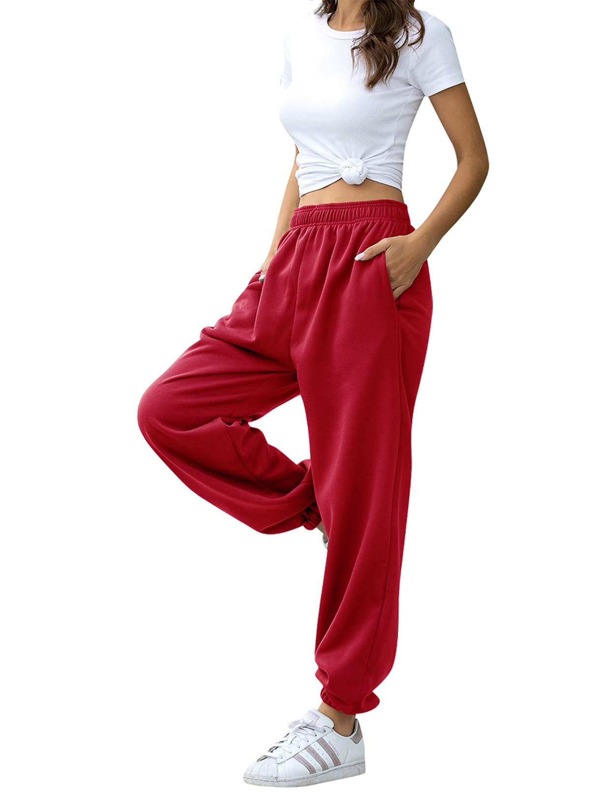 Women's Active High Waisted Sweatpants Workout Joggers Pants Baggy Lounge Bottoms