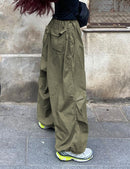 Baggy Pants for Women Drawstring Elastic Low Waist Cargo Pants Y2k Streetwear