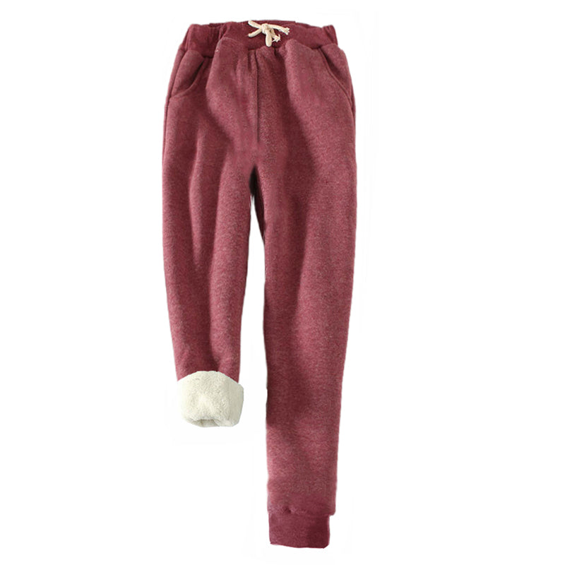 Sherpa Fleece Lined Sweatpants Solid Drawstring Pockets