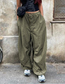 Baggy Pants for Women Drawstring Elastic Low Waist Cargo Pants Y2k Streetwear